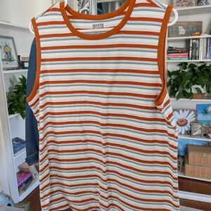 Duluth Trading Co Rust and White Striped Tank